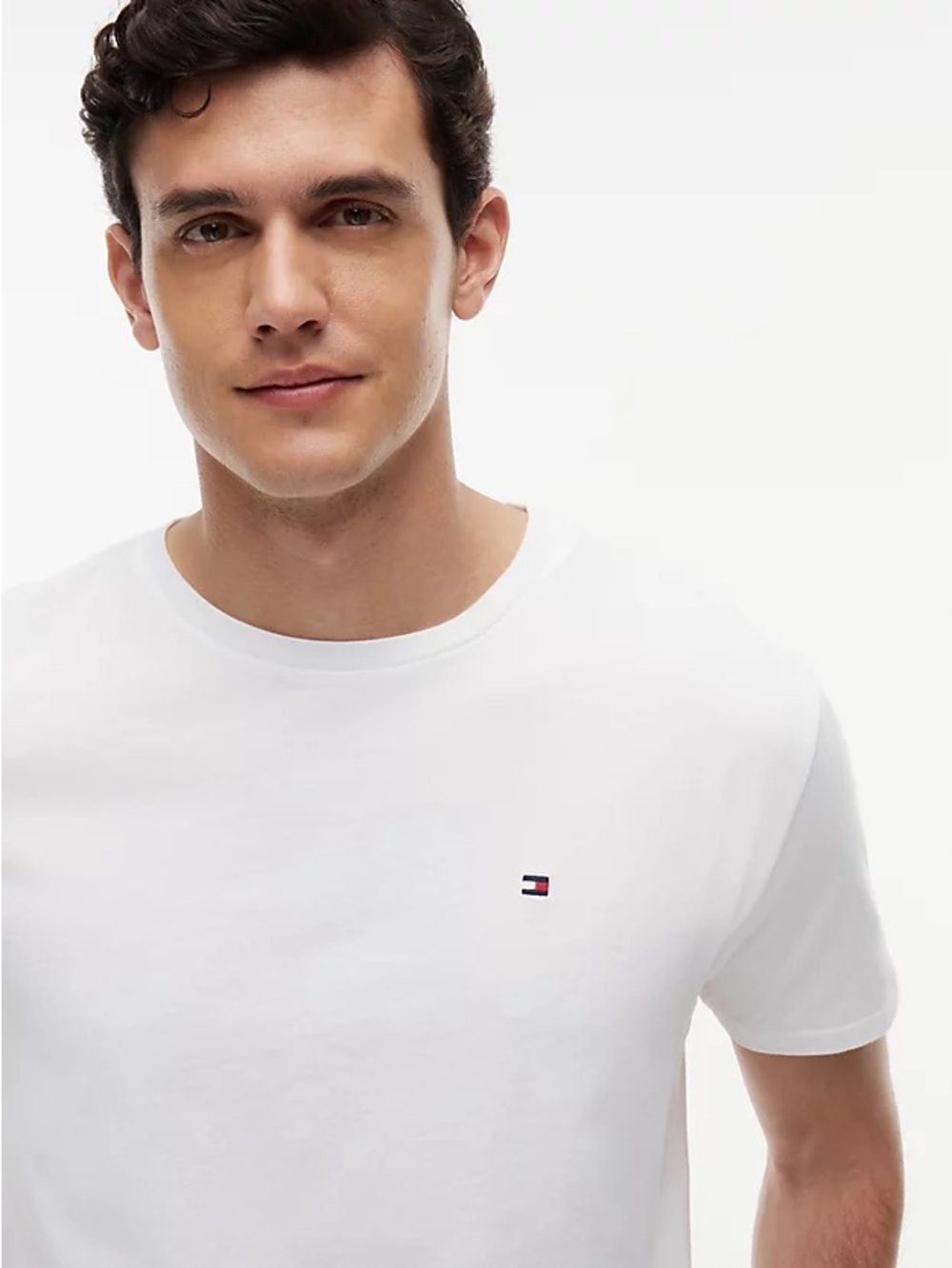 Tommy Hilfiger White Cotton Crew-Neck Logo T-Shirt
